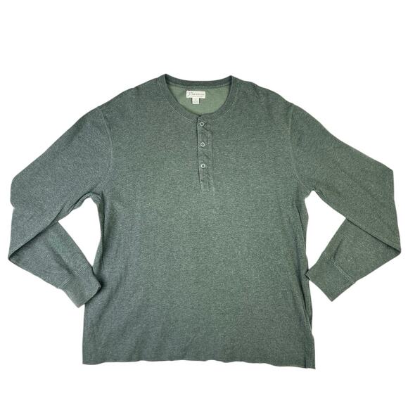 J.Crew Men's Olive Green Henley Long Sleeve Button Pullover Tee Shirt Top Size L - Picture 1 of 4